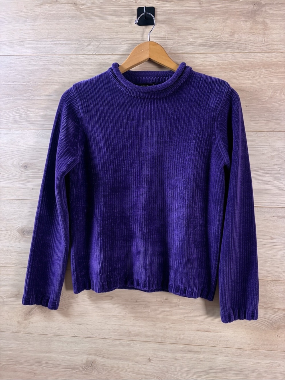 NWT Carolyn Taylor Purple Ribbed Chenille Rolled Neck Women's Sweater PM